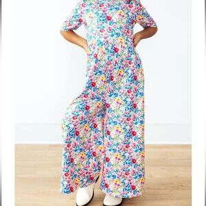 Girls 5/6 NWT Mila & Rose Floral Wide Leg Jumpsuit